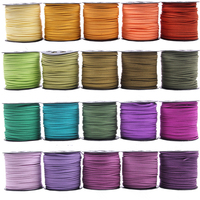 Corde en daim coréen de 3mm Cordon plat en similicuir tressé décoratif pour le bricolage de colliers et de bijoux.