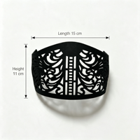 Bande de fixation pour hijab musulman en nylon durable, motif aile noire sablée, design géométrique élégant et creux, avec support de hijab dissimulé