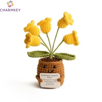 Mini pot de fleurs en crochet inspirant, jouet en crochet positif, pot de fleurs en crochet avec cartes positives