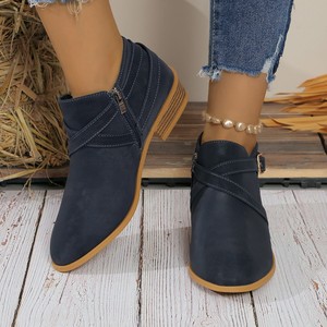 <span class=keywords><strong>Botas</strong></span> de Invierno Xuanhui con Punta Redonda para <span class=keywords><strong>Mujer</strong></span>, Botines de Moda con Tacón Cuadrado y Cierre Lateral para Otoño - Product Image 3