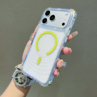 Coque de téléphone magnétique transparente ondulée de luxe pour iPhone 18 17 Pro Max, antichoc, compatible avec la charge sans fil, logo personnalisé