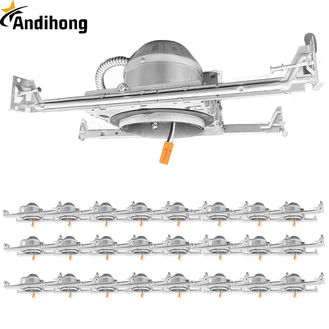Ic Rated Air Tight Ceiling Downlight Can with Junction Box E26 Screw Base 4 Inch New Construction Recessed Housing LED Aluminum