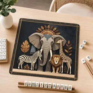 Tappetino per Mahjong Zebra Safari <span class=keywords><strong>Noir</strong></span>, Arte Animale Monocromatica Safari Africano, Tappetino Antiscivolo, Elegante Accessorio per il Gioco del Mahjong - Product Image 2