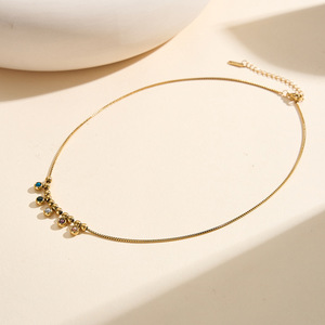 Collier pendentif boule en acier inoxydable plaqué or avec zircon cubique serti clos, chaîne à maillons, bijoux tendance pour femme - Product Image 6