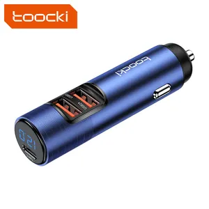 Toocki led display 69W car charger type c and usb phone charger fast charging usb c adapter