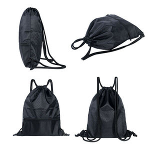 Hot Sale Custom Logo Sport Travel Waterproof Polyester <b>Drawstring</b> <b>Backpack</b> Bag with Zipper Pocket for Women Man Gym - Product Image 4