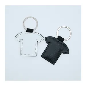 New Products 2024 Blank Sublimation Single Side Leather Keychain T-shirt Shape Custom Printed Keychain