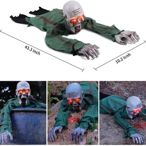 Décoration effrayante pour maison hantée d'Halloween : fantôme rampant avec yeux lumineux et effets sonores pour escape room - Product Image 6