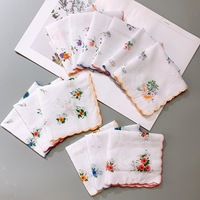 Petit mouchoir de poche carré en coton tissé 100 % sans azo, imprimé floral, tendance, pour mariage