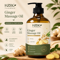 Huile de massage gingembre et arnica marque privée - Huile corporelle chauffante pour les douleurs musculaires et articulaires, détox lymphatique, aromathérapie gingembre spa