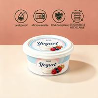 Contenant rond en PP de qualité alimentaire avec logo IML personnalisé pour yaourt, 4oz, 8oz, 20oz, pour les boutiques de yaourt à emporter