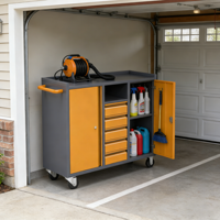 Armoire à outils métallique robuste et moderne à 5 tiroirs avec serrure à clé, chariot de rangement personnalisable OEM pour garage et atelier