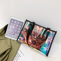 Sac à bandoulière pour femme Sacs à provisions réutilisables Sacs fourre-tout en PVC holographiques avec logo imprimé personnalisé