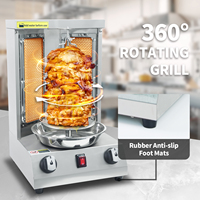 Nouvelle machine à shawarma au gaz COOKAID avec 2 brûleurs en acier inoxydable, capacité de 16 livres pour restaurant, rôtissoire verticale