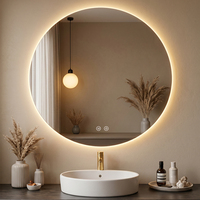 Espejo de Baño Inteligente LED Redondo Personalizado Antivaho con Pantalla Táctil, Montado en la Pared, Apto para Hoteles, Villas y Hogares