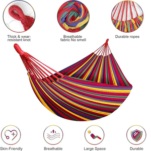 <span class=keywords><strong>Hamaca</strong></span> de Algodón Portátil para Acampar, Resistente, para Colgar en el Jardín con Correas para Árboles, Soporta hasta 660 lb, con Bolsa de Viaje para Exteriores y Patio Trasero - Product Image 1