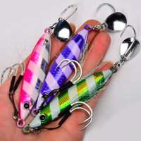 Jigs plombés à double hameçon imprimés pour lancer longue distance, avec plumes, pour la pêche en mer, en bateau, pour poissons d'eau salée, leurres artificiels réalistes HUAYU