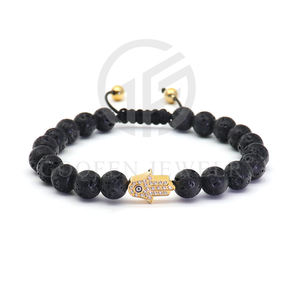 Braccialetti regolabili degli uomini della corda delle perle di pietra naturali calde di <span class=keywords><strong>Hamza</strong></span> 8mm all'ingrosso - Product Image 1