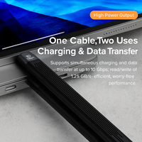 Kabel Data lembut USB 3.1 Tipe C, Hard Drive ponsel, kabel Data transmisi komputer 13cm 22cm, pengisian cepat, datar 100W