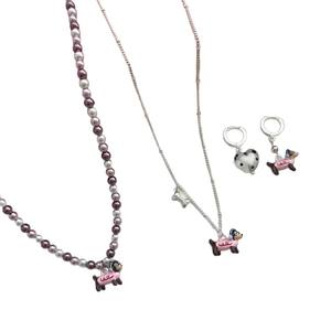 Colorido goteo esmaltado Dachshund colgante collar chica divertido lindo nicho diseño sentido gargantilla 2025 Nueva Cadena de clavícula - Product Image 5