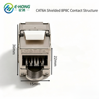 Module réseau mural CAT6A blindé, entièrement blindé, plaqué or, connecteur Keystone RJ45 en alliage de zinc argenté, 180 degrés, sans outil, 10 Gbit/s