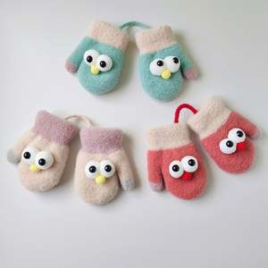 Infants <b>Baby</b> Knitting Wool Gloves Autumn Winter Warm-Keeping and Cold-<b>Proof</b> Thickened Fleece-Lined Halter With Fingers Windproof - Product Image 1