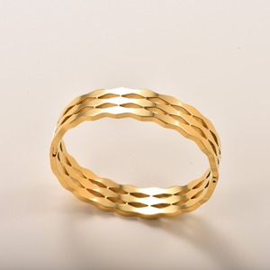 Bracelet de luxe tressé en acier inoxydable, double couche, creux, plaqué or 18 carats et argent, idéal pour un cadeau d'anniversaire - Product Image 2