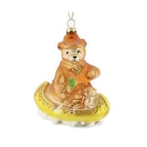 Elegante orso papà canottaggio bambini ciondolo animale serie di vetro dipinto albero di festa decorazioni <span class=keywords><strong>natale</strong></span> paillettes perfetto - Product Image 1