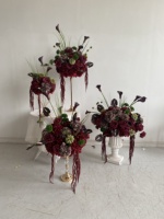 Décoration florale artificielle de style jardin en soie de haute qualité, design luxueux, durable, pour événements, centre de table de mariage