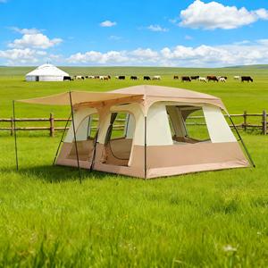 Tenda da Campeggio Grande a Due Piani con Due Camere da Letto e Un Soggiorno, Tessuto Oxford 210D, Resistente a Vento e Pioggia, Spaziosa per Più Persone, 4 Tende - Product Image 3