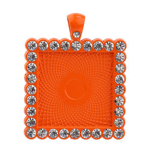 Base carrée incrustée de 25 mm, en alliage de pierre précieuse blanche colorée, pendentif pour collier de bijoux à faire soi-même - Product Image 5