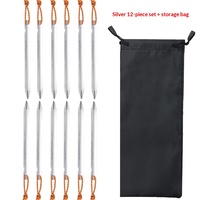 Ensemble de piquets de tente en aluminium avec sac de rangement, piquets de camping triangulaires épaissis avec corde pour tente, bâche, auvent