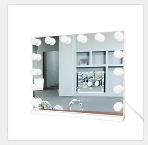 Magnetische Station Vierkante Oogschaduw Tool Doos Garderobe Vouwen Dressing Plastic Make-Up Spiegel Met Verlichting