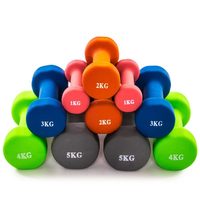 Ensemble d'haltères en fonte revêtus de néoprène hexagonal rond pour la remise en forme féminine avec support