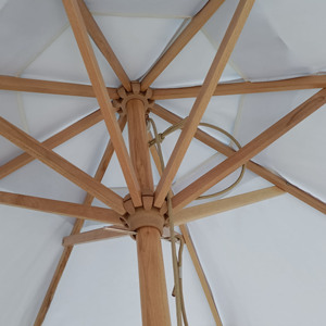 Sombrilla de <span class=keywords><strong>Patio</strong></span> de Lujo de 8 Pies, Grande, Impermeable, con Protección UV50+, Flecos Azules, Marco de Madera Real, para <span class=keywords><strong>Patio</strong></span>, Gimnasio, Hotel - Product Image 5