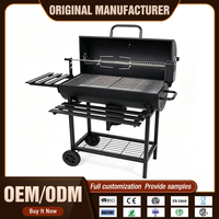Barbecue Rotisserie Moderne en Métal Robuste pour Fût de Pétrole avec Fonction Fumoir pour Fêtes