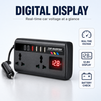 Convertisseur de courant pour voiture 12V/24V vers 220V avec ports de charge rapide, chargeur automobile portable, convertisseur de courant 3 ports USB, chargeur de voiture