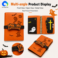 Carnet à thème Halloween en cuir avec motif fantôme mignon, design élégant, papier offset, impression numérique, livre pour enfants OEM