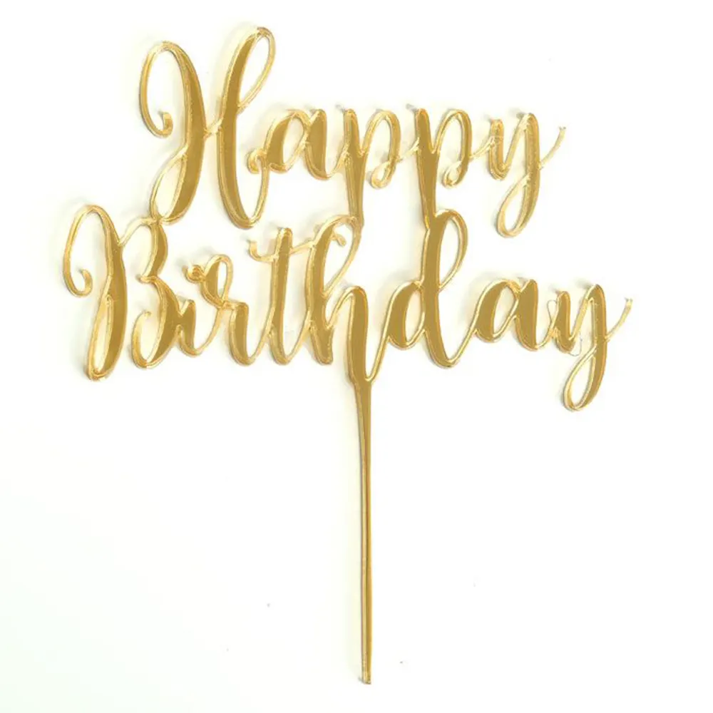 Goud Spiegel Acryl Grote Cake Topper 7 3/4 inch x 6 1/2 inch Full Goud Acryl Verjaardagstaart