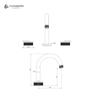خلاط حوض حمام مخفي بمقبضين مزدوجين، صنبور مغسلة من الستانلس ستيل 304 المصقول بالذهب الوردي - Product Image 6