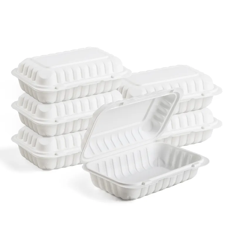 Microondas para hambúrguer branco, recipientes de armazenamento de fast food, caixas plásticas para preparação de refeições