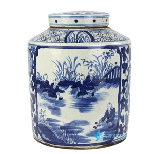 RZPJ04/05 Pot en céramique antique peint à la main de la dynastie Qing, pots de rangement en <span class=keywords><strong>porcelaine</strong></span> ancienne peints à la main - Product Image 1