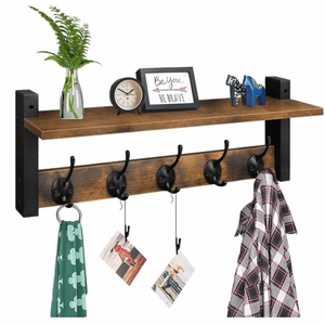 Rústico hecho a mano decoración del hogar abrigo flotante exhibición colgante almacenamiento montado en la pared perchero con ganchos - Product Image 1