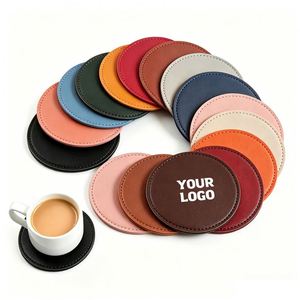 Posavasos Redondos y Cuadrados con Logotipo, Regalo Promocional para Eventos y Negocios, de Cuero PU para Bebidas, Posavasos Personalizados - Product Image 1