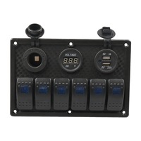 Fabrikpreis 6-Kreis Marine Boot RV Schalttafel mit Wasserdichten Schaltern & Digitalem Spannungsmesser 12-24V