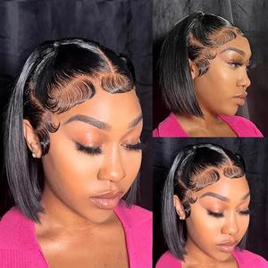 Peluca de Pelo Falso Bobo Bob, Conjunto de Pelo de Encaje Frontal, Gorro Pequeño, Transparente, Generación de Encaje, Fábrica de Pelucas de Mano, Superventas, 1, 2, 2, 1, 2, 2 - Product Image 3