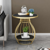 Table basse moderne nordique à 2 niveaux, mobilier de salon de luxe léger avec matériau métallique pour chambre à coucher, salle à manger, bar à domicile