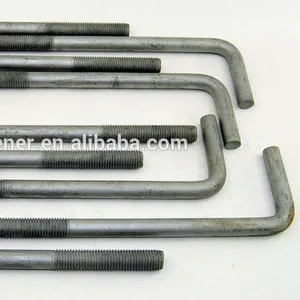 Perno y tuerca de anclaje de base de acero al carbono tipo L M20 M24 <span class=keywords><strong>HDG</strong></span> con arandela DIN estándar acabado liso - Product Image 1