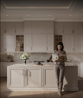 Meubles de cuisine blancs de luxe sur mesure, style américain moderne, ensemble complet d'armoires de cuisine avec îlot, stratifié acrylique pour hôpitaux
