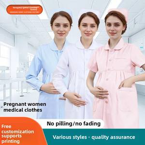 Uniformes d'infirmière enceinte salopette de <span class=keywords><strong>grossesse</strong></span> à manches longues Version à manches courtes manteau blanc pour uniformes d'hôpital de médecin féminin - Product Image 5